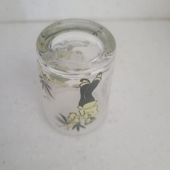 Hazel Atlas Mid Century 1950’s Oriental Juice Glass – Yellow Black Asian Design
