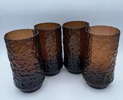 VTG Set 4 Lenox Crystal Hand Blown 16 oz Chocolate Brown Impromptu Tumbler (C-5)