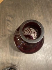 Ruby Cut to Clear Tumble Up Bohemian Water Set Early Carafe Tumbler