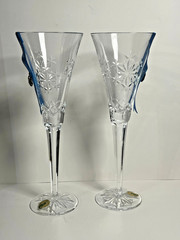 2 Waterford Crystal Snowflake Wishes Goodwill 3rd Edition Champagne Flutes 10.5″