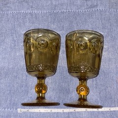 Vintage Yellow Amber Bartlett Collins St Genevieve Goblets Two