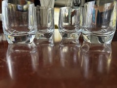 FINAL Set/4 Rare Embossed Smith & Wesson Hvy Crystal Whiskey Rocks Glasses. VGUC