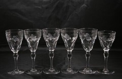 VINT. MID CENTURY THOMAS WEBB SIGNED ROCK CRYSTAL FLORAL & INTAGLIO BUTTERFLY-6