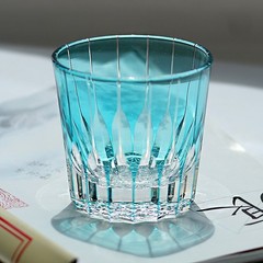 Glass Tumbler Hand Cut Stars Design For Wedding/Party/Home Decor Sky Blue 320ml