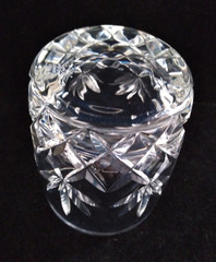 One (1) LENOX USA Charleston Double Old-Fashioned Glass Cut Criss-Cross & Fan