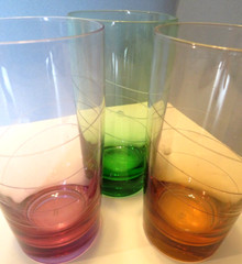 set-3 LENOX Glasses Cocktail «Tuscany Seasons» Jewel Colors Swirl Tumblers
