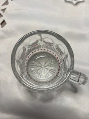 RARE Vintage 50s Tiffin-Franciscan Bullseye Clear Pink Dots Punch Bowl Cups 4