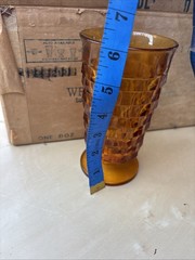 Set 12 Indiana Glass Whitehall Amber Gold Cristal 14onz Glasses New In Orig Box