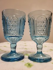 SALE! WAS 50. ANTIQUE 2PC EAPG WINE GLASSES BY US GLASS PTRN-FINE CUT & PANEL