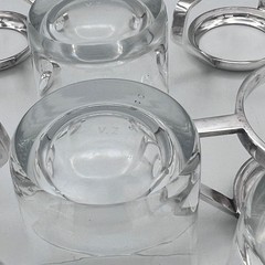 Gio Ponti Tea ESPRESSO Glass MCM SET 4 BERNDORF LUZERN Alpacca Swiss Mid-Century