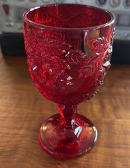 Vintage Madonna Inn Rose Goblet Ruby Red San Luis Obispo Water Glass LG WRIGHT