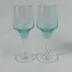 Vintage Sasaki Harmony Aqua Cordial Glasses Set of 2 – 4.25″ Stemware Japan