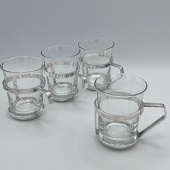 Gio Ponti Tea ESPRESSO Glass MCM SET 4 BERNDORF LUZERN Alpacca Swiss Mid-Century
