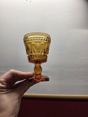 vintage amber cordial glasses Indiana Glass Company Park Lane pattern Set Of 4