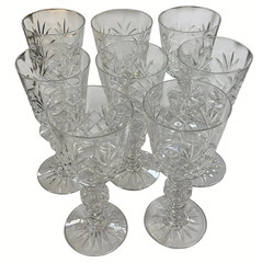 HEISEY 3404-5 CRISS CROSS FAN CUT CRYSTAL WATER GOBLET SET OF 9 – RARE HTF