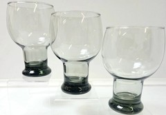 Set of 3 Vintage Libbey Stax Smoke Gray Pedestal Beer Drinking Glasses Barware