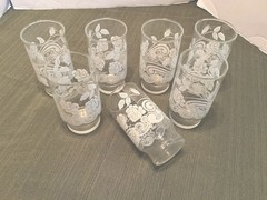 Seven Vintage Tumblers, Cottage, Farmhouse, Country