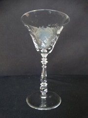 Bryce Clear Glass Polished Gray Wheel Cut Dots Floral Liquor Cocktail 854-14 VGC