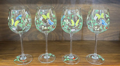 Set of (4) Lenox Butterfly Meadow Hand Painted 9.25″ Wine Glasses, Lady Bugs