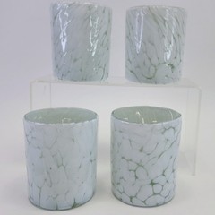 4 Jalisco Pottery Barn Style White Tortoise Hand Blown White Confetti Glasses