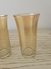 Set 4 Vintage Marigold Iridescent Glasses Carnival peach luster 4″