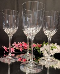 4 Wedgwood PETALS Cut Crystal Wine/Water Glasses by Martha Stewart Set