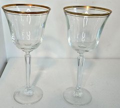 Mikasa Wheaton Gold Trim Water/Wine Goblets, Clear Bowl, 8.25″T, Set of 2