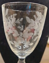 6 Glastonbury Lotus Alberta Panel Etched Crystal Sherry Glass circa 1928-1935