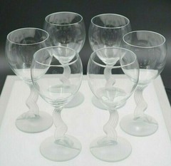 – ONE – Lenox Swan Lake Water Wine Goblet Glasses Frosted Stems 7 5/8″