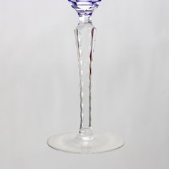 Four Antique Bohemian Cobalt Blue Floral & Grape Cut To Clear Crystal Goblets