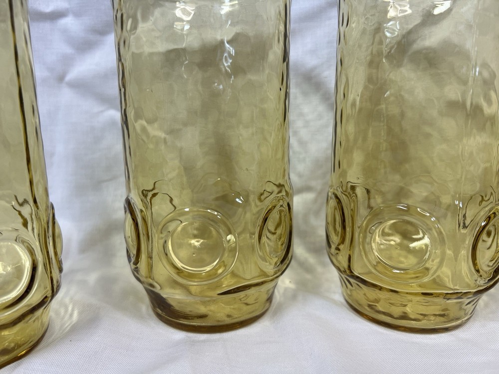Set 4 Anchor Hocking HERITAGE HILL Honey Gold 16oz Tumblers 5.5″ Tall EXCELLENT