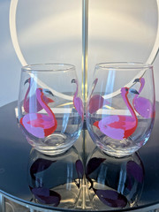 Flamingo Low Ball Glasses Retro Barware Retro Many USES Must SEE