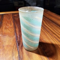 Vtg Candy Stripe Frosted Texture Multicolor Tumbler Glasses MCM Set 9 RAM