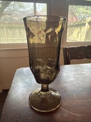 Vintage Duz Smoky Brown 6.5” Footed Goblet or Parfait Glass