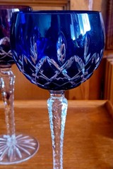 RETIRED Set of 4 AJKA Crystal Cut ARABELLA Stemmed Wine Hock Glasses 8.25″ Mint