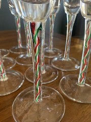 VTG Pier 1 Venetian Handblown Champagne Flutes Holiday Candy Cane Stem Set 11