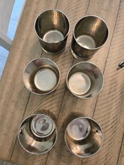 Vintage MCM Silver Ombre Fade Rocks Glasses-Queen’s Lusterware (Thorpe Style)