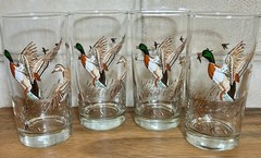 Set Of 4 Vtg 12 oz. High Ball Glass Barware Libbey Game Birds Cocktail
