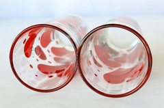 2 Indiana Glass Love Bug Cylinder Crystal 6.75″ Tumblers 31073 Valentine Hearts