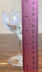 Set of 2 Vintage MCM Cut Glass Champagne Glasses Bamboo Pattern Barware