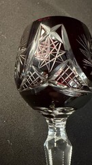VInatge Set of 4 Ruby Red Cut to Clear Hungarian Wine Goblets