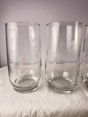 Princess House Heritage Glass Tumblers Vintage Set of 4 ~ 5″ Tall, 12 oz. Floral