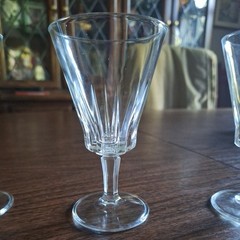 3 Vintage Italian Wine Goblets 5″ Clear Glass Faceted Stem Italy