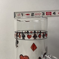 Vintage Poker Playing Cards Cocktail Pitcher 10″ Glass Barware w/ Handle & Spout