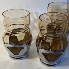 Vintage Farber Bros Krome Kraft 3 Honey Amber Glasses Art Deco