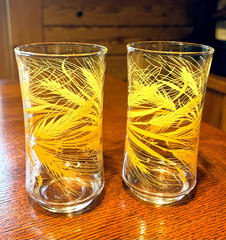 Vintage Libby Golden Wheat Set of 2 Tumblers Drinking Glasses 12 oz