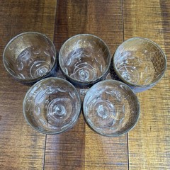Vtg MCM Gold Crocodile Snakeskin Band Bartlett Collins Cocktail Glasses Set Of 5