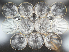 11 Mikasa Sonata Gold Wine Glasses Set Elegant Clear Optic Bowl Stemware Bar Lot
