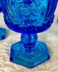 Vintage 1960s Blue Imperial Glass Goblets, as-new condition, set of 9