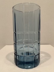 1 Anchor Hocking Tartan Plaid Denim Blue Heavy Iced Tea Glass 6 1/8″ Tall 16 oz